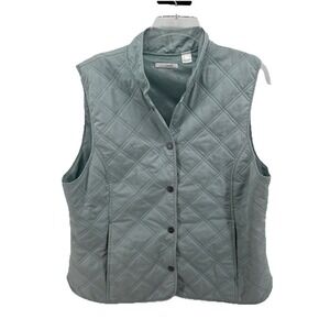 Liz Golf Quilted Vest Womens Large Outdoors Snap Closure Green